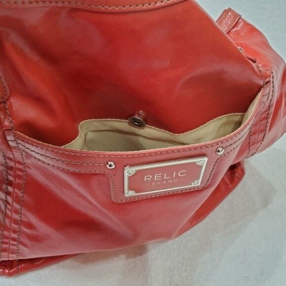 Relic Tomato Red Faux Leather Pinstripe Shoulder Bag - Picture 5 of 11